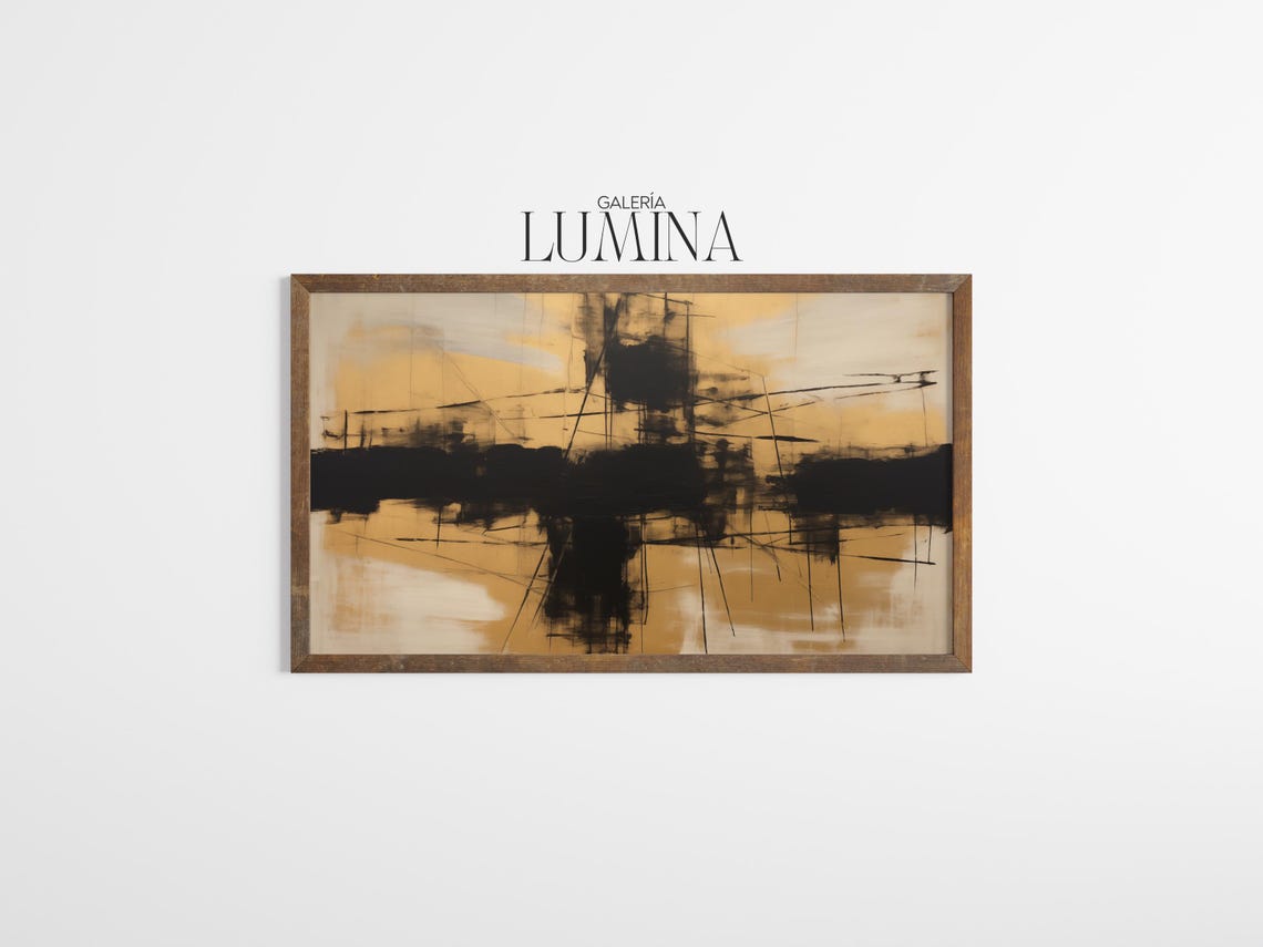 Gold And Black Abstract Painting Modern Minimalist Art Elegant Geometric Wall Art Luxurious Artwork Art Frame Tv Art 998 - Image 3