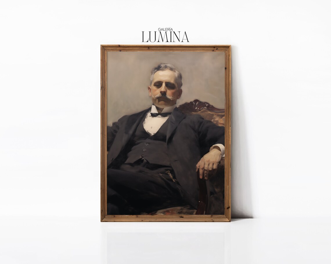 Gentleman in Armchair, Vintage Portrait Art Print - Image 3