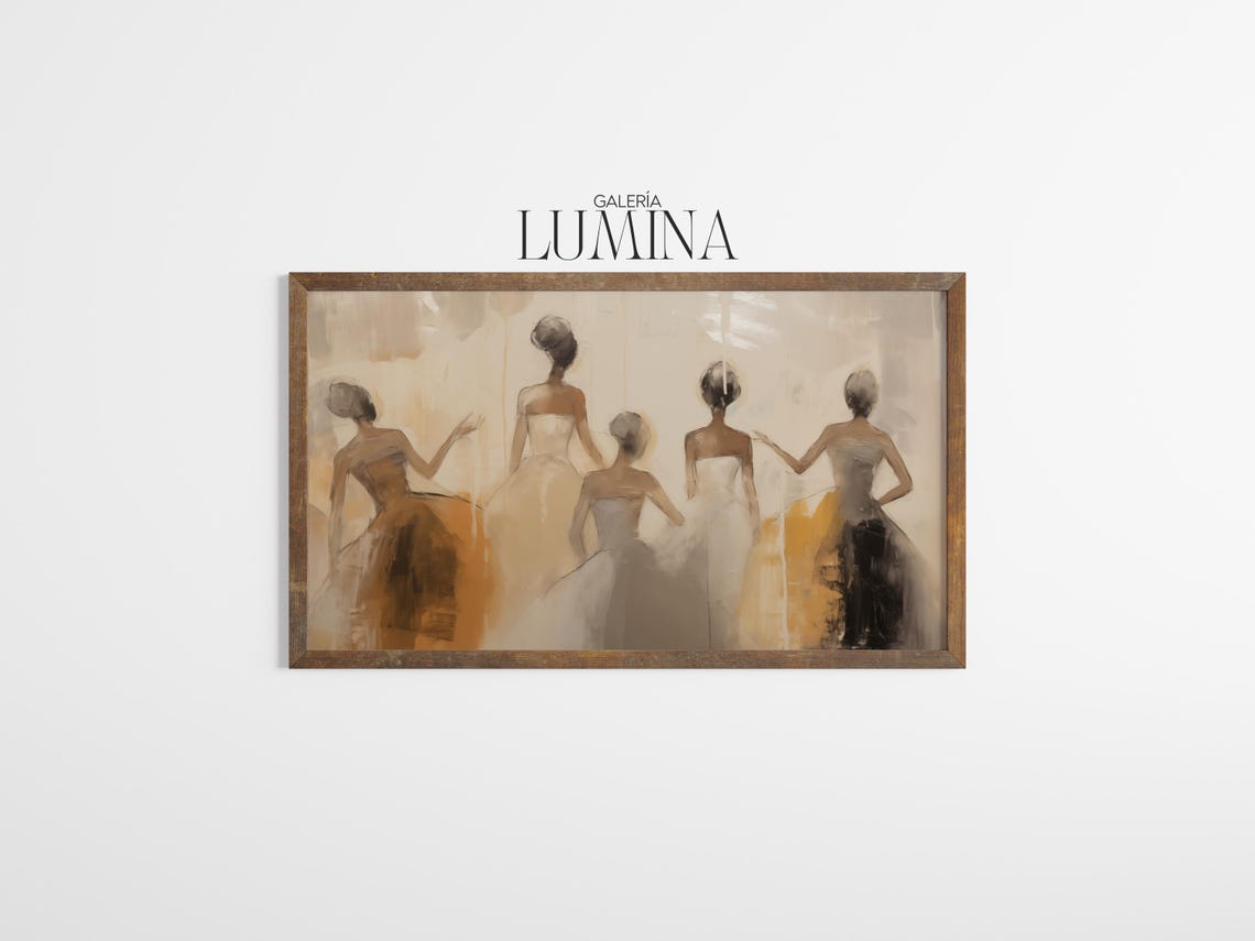 Neutral Tones Ballerina Painting Modern Figurative Wall Art Impressionist Feminine Dancers Artwork Art Frame Tv Art 926 - Image 3