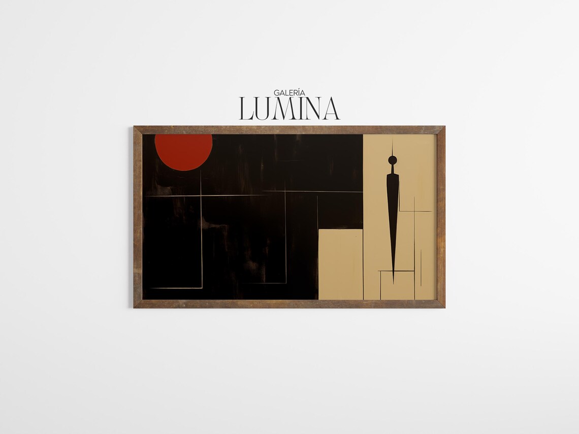 Minimalist Abstract Geometric Red Sun Art Print - Image 3
