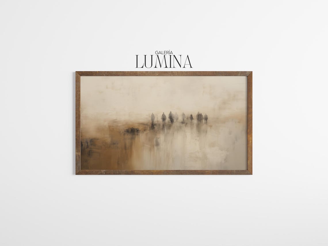 Muted Human Silhouettes in Mist Minimalist Figurative Art Poster - Image 3