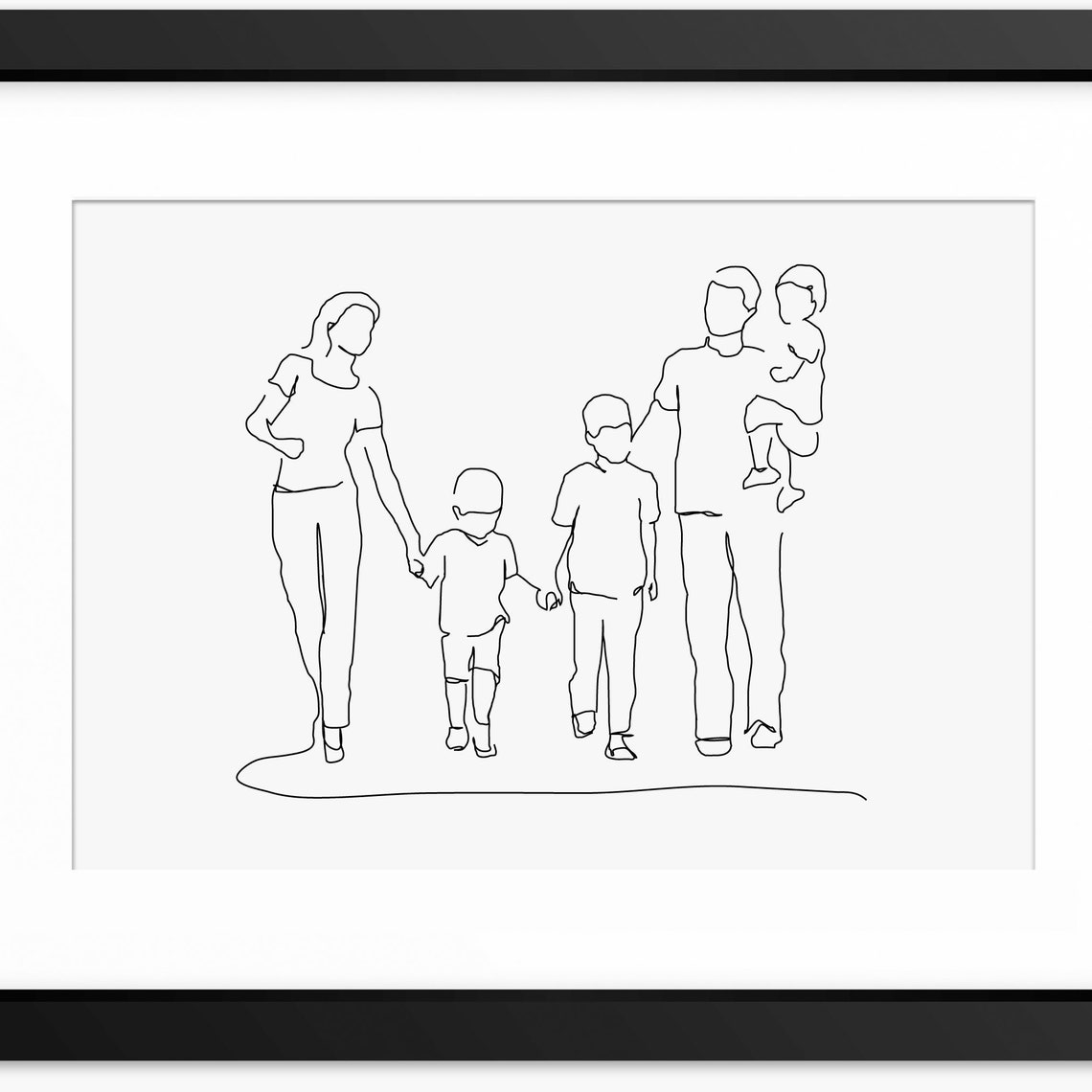 Family Art Print Line Art Line Drawing Gift For Mom Mum Family Portrait Family Gift Wall Art Minimalist Print Love Print Children