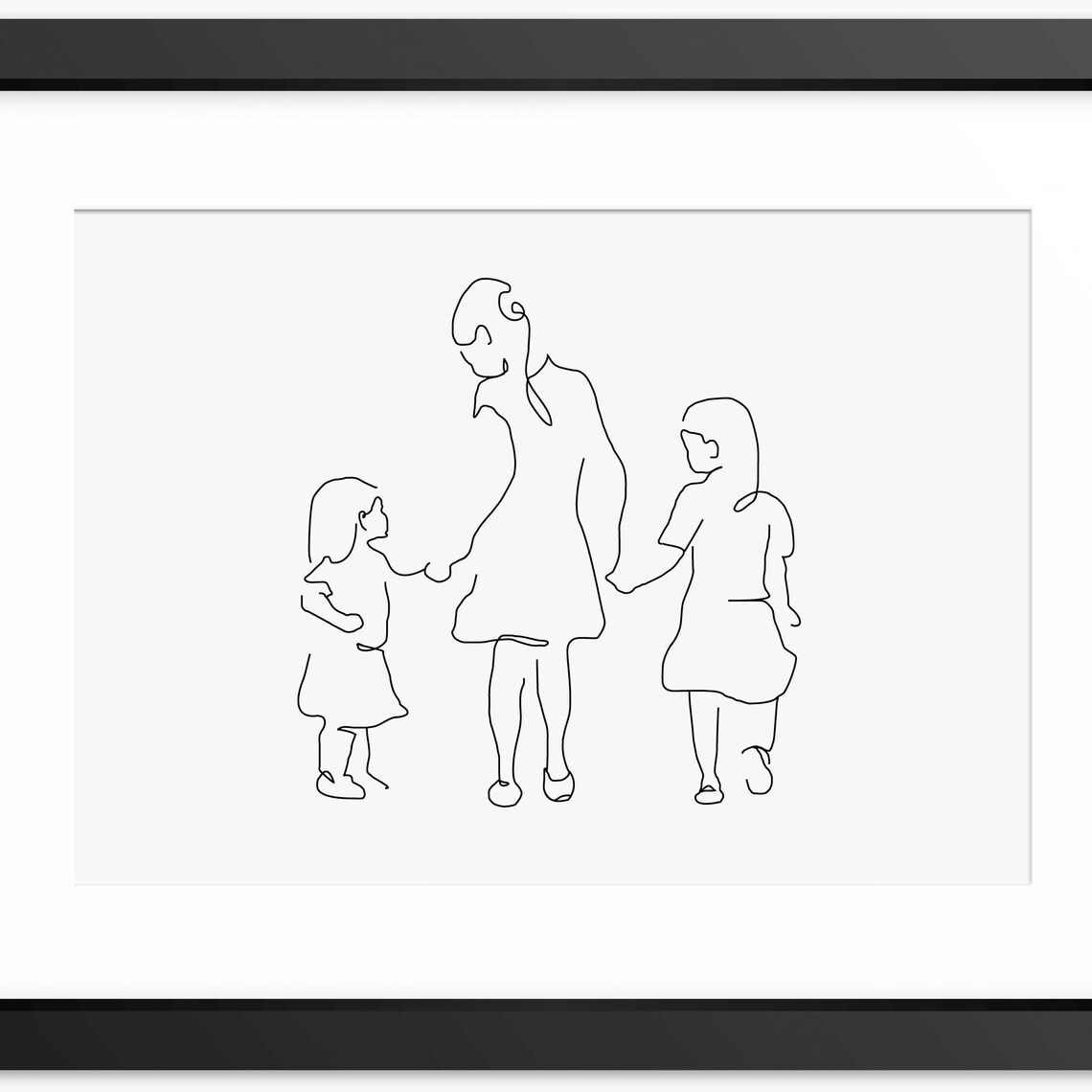 Family Line Art Family Drawing Family Illustration Sister Gift Line Art Family Wall Art Gift For Mum Mom Mothers Day Gift Wall Art