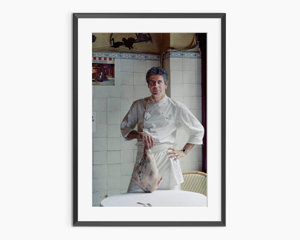 Anthony Bourdain Chef Whites Holding Ham Vintage Kitchen Photo Print