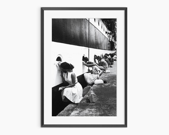 Sailors Kissing Goodbye Ship Portholes Vintage Photo Wall Art