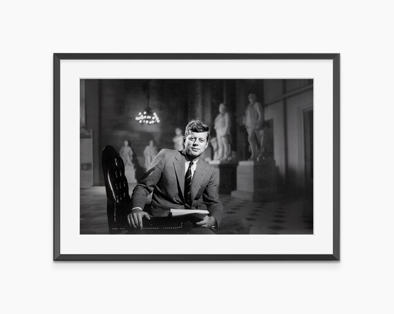 John F Kennedy Seated Portrait in Historic Statue Hall Poster