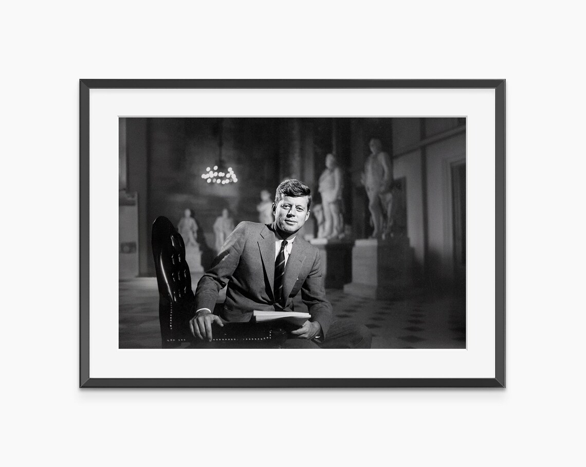John F Kennedy Seated Portrait in Historic Statue Hall Poster