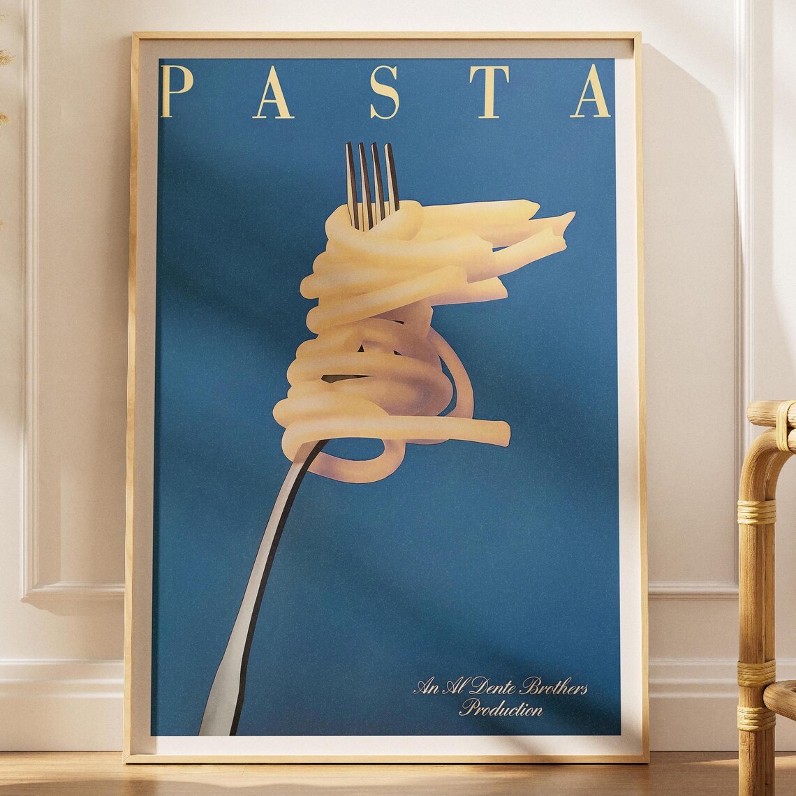 Pasta Italian Kitchen Poster, Minimal Restaurant Decor