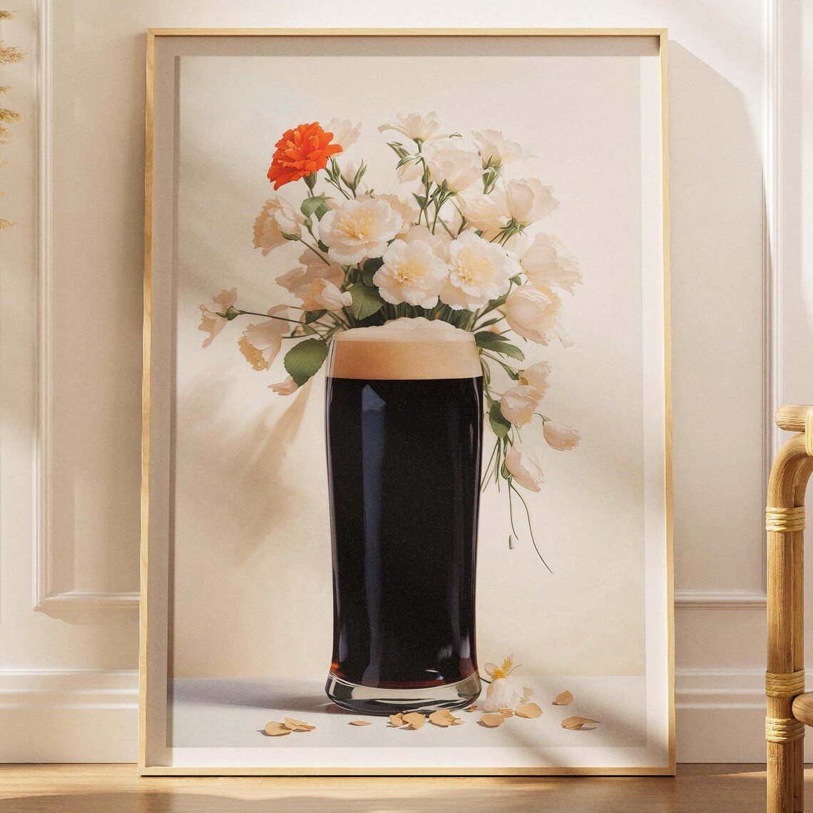 Floral Print Stout Dark Beer Brewery Decor Poster