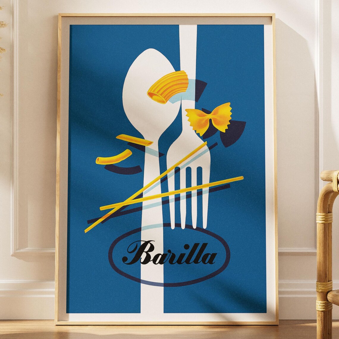 Vintage Macaroni Pasta Poster, Retro Kitchen Art Print