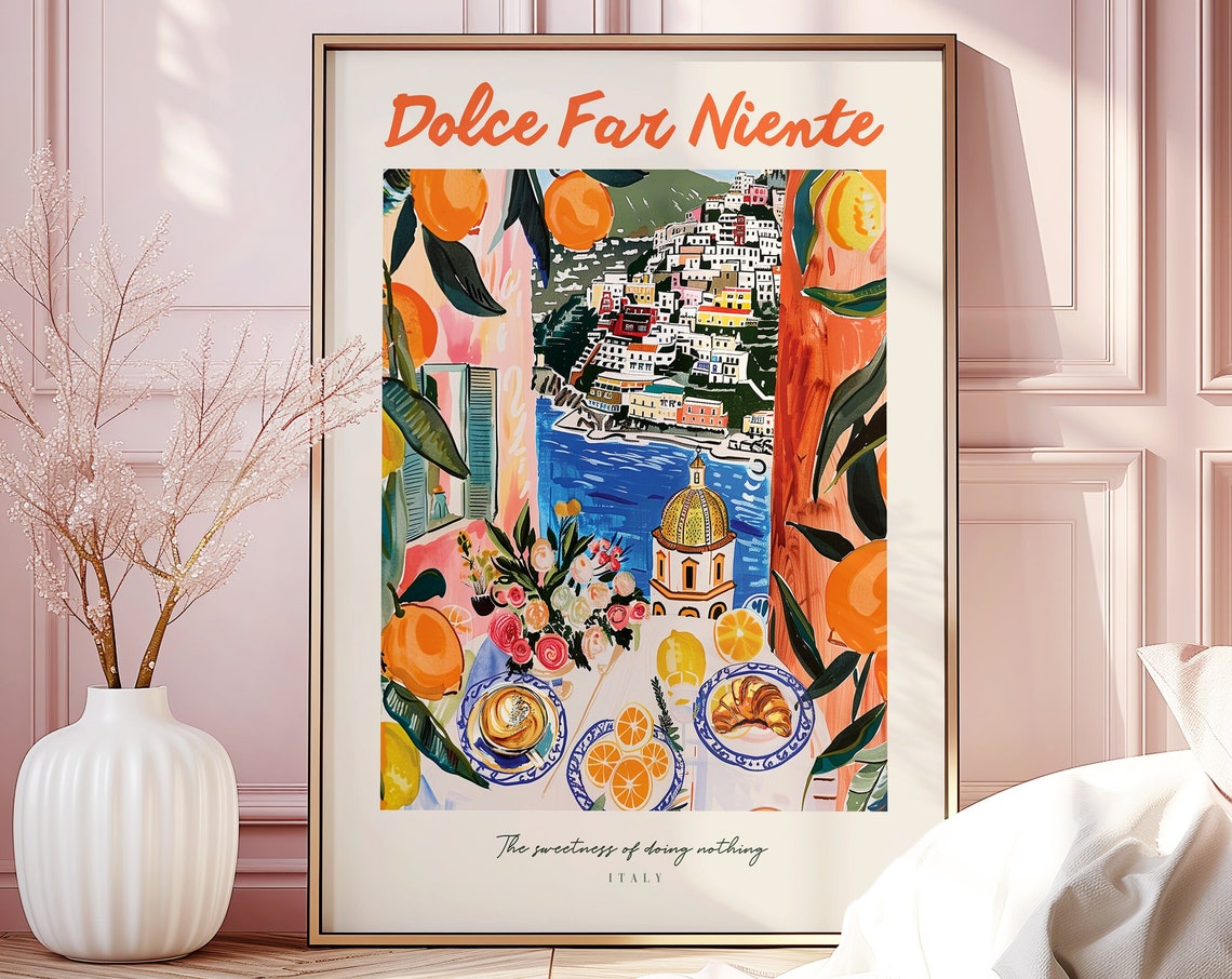 Dolce Far Niente Positano Breakfast Coffee Croissant Italy Poster