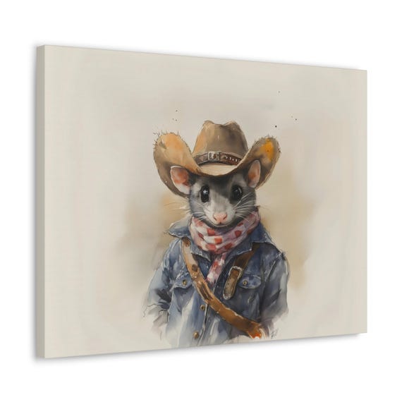 Possum Cowboy Grit Maximalist Eclectic Western Print Bold Altered Party Portrait Fantasy Fun Colorful Renaissance Rustic Art