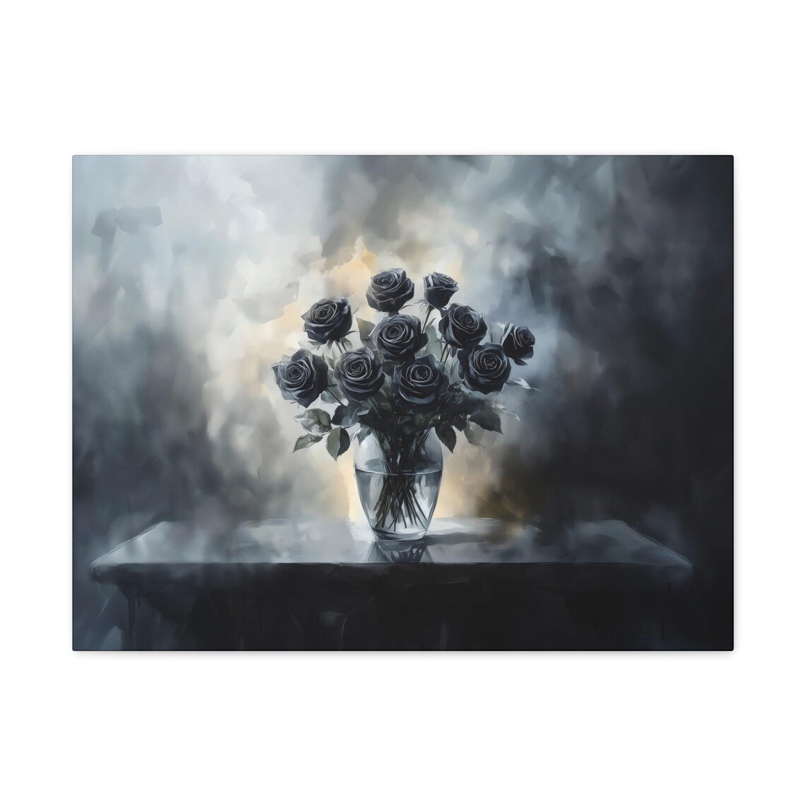 Ominous Black Roses Vase, Maximalist Eclectic Art Print - Image 2
