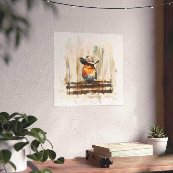 Robin Cowboy Grit Maximalist Eclectic Western Poster Print Bold Altered Party Animal Portrait Fantasy Colorful Renaissance Rustic