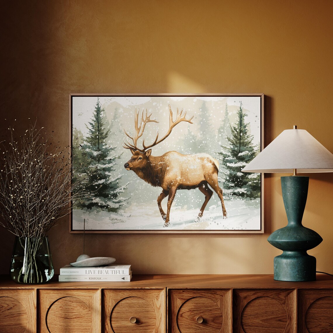 Rustic Primitive Reindeer Reading, Farmhouse Christmas - Image 3