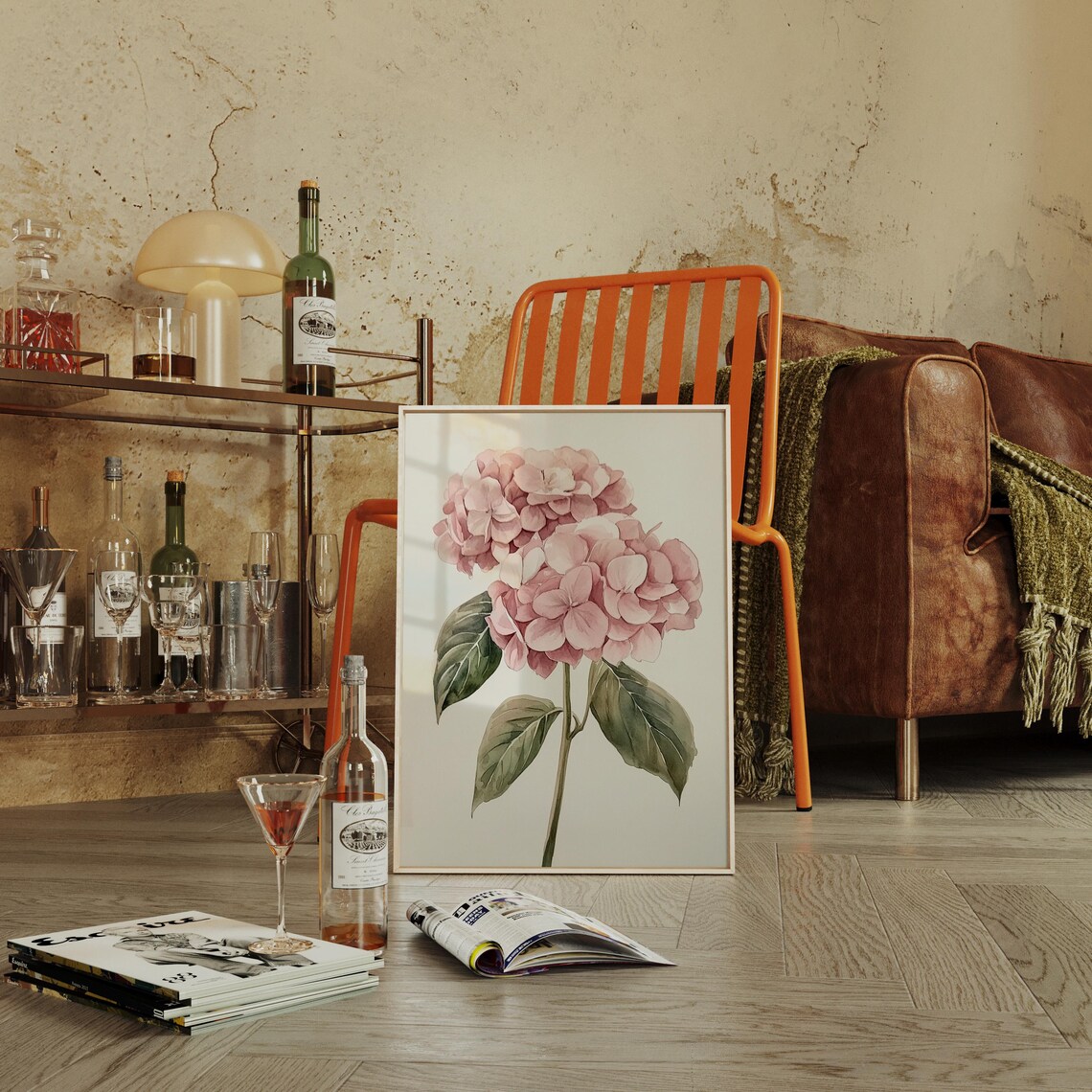 Soft Pink Hydrangea Watercolor Art Print - Image 5