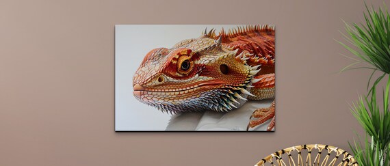 Bearded Dragon Wall Art Print Lizard Reptile Decor Dragon Art Animal Art Wall Art Home Decor Living Room Art