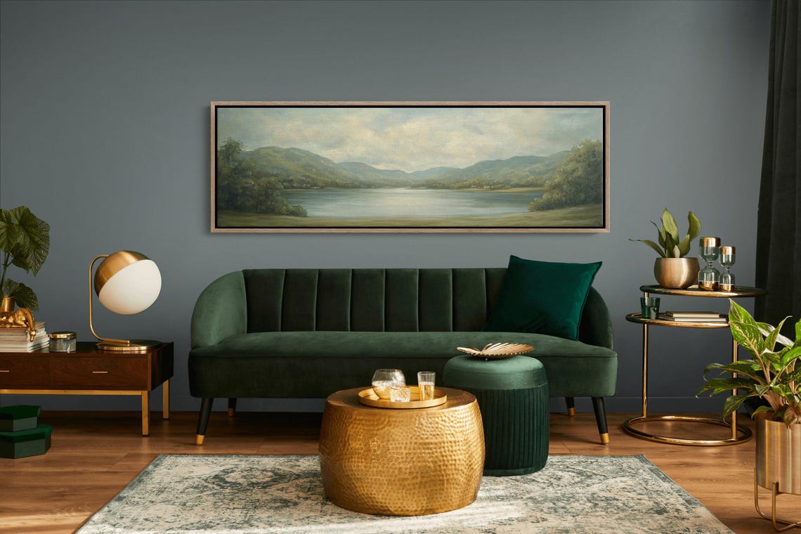 Tranquil Lake Art Vintage Landscape Oil Painting Serene Mountain View Wall Decor Classic Nature Scene Poster - Image 4