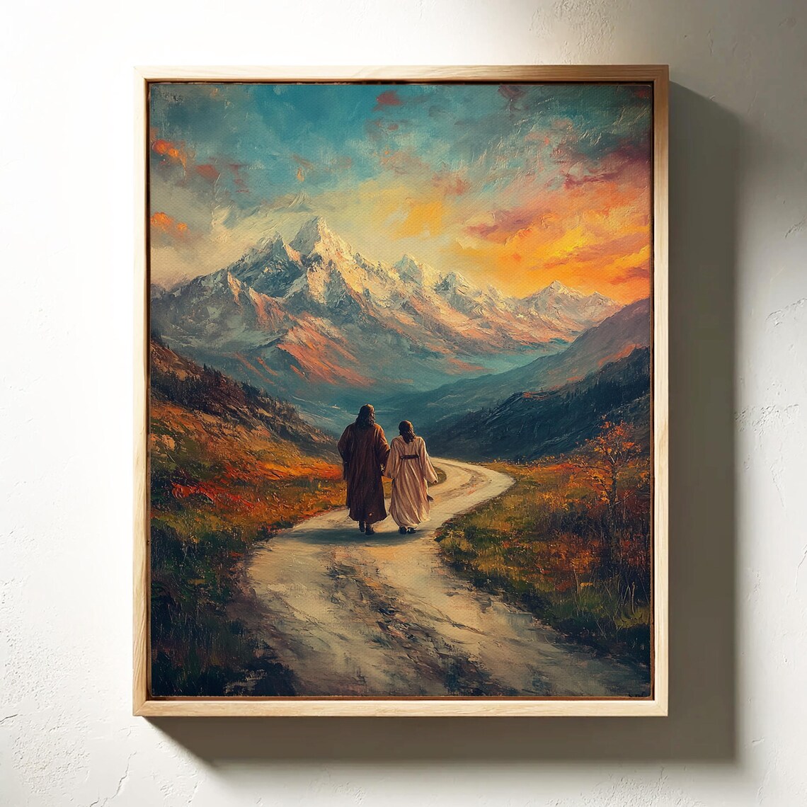 Jesus Walking With Disciple In Mountains Art Print - Image 4