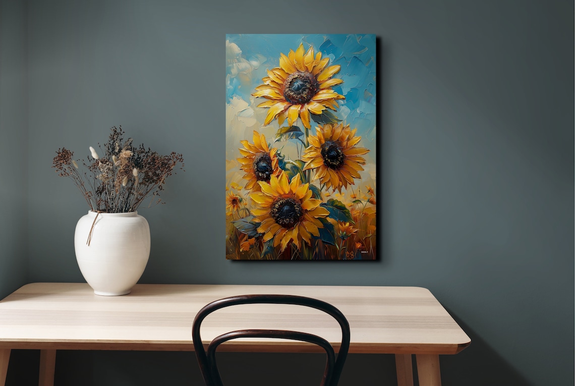 Sunflowers Oil Painting Art Print, Farmhouse Decor - Image 6