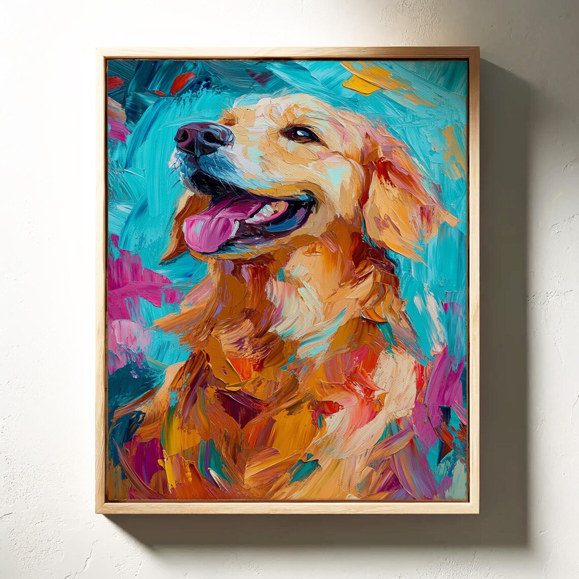 Vibrant Golden Retriever Colorful Dog Portrait Cheerful Pet Wall Art - Image 3