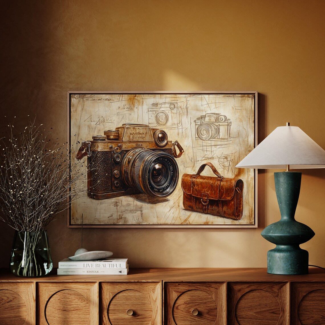 Rustic Vintage Camera And Leather Bag Art Print - Image 7