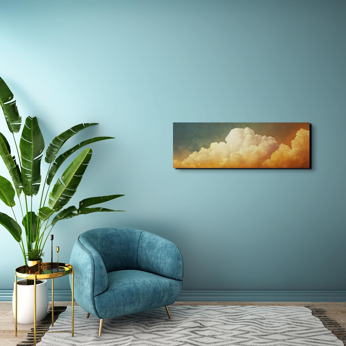 Golden Sunset Cloudscape Fiery Orange Sky Panoramic Art Poster - Image 5