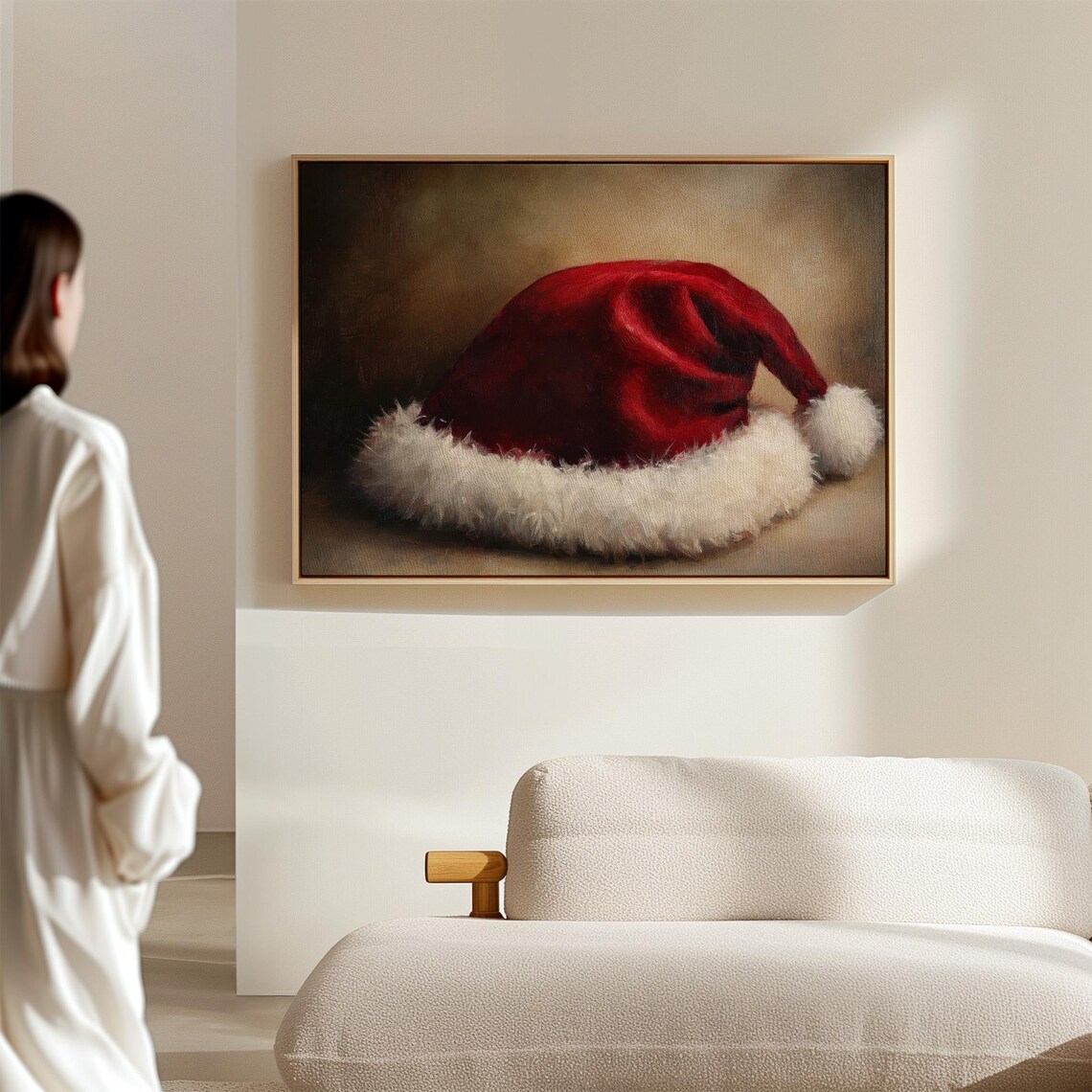Rustic Santa Hat Christmas Still Life Art Print - Image 6