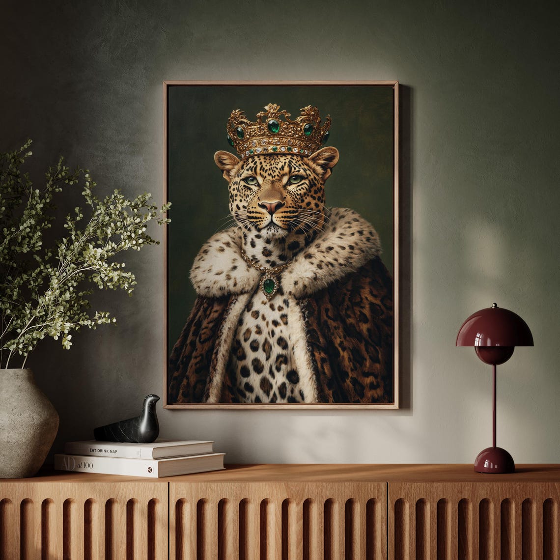 Royal Crowned Leopard Gold Emerald Jewels Regal Portrait Poster - Image 7