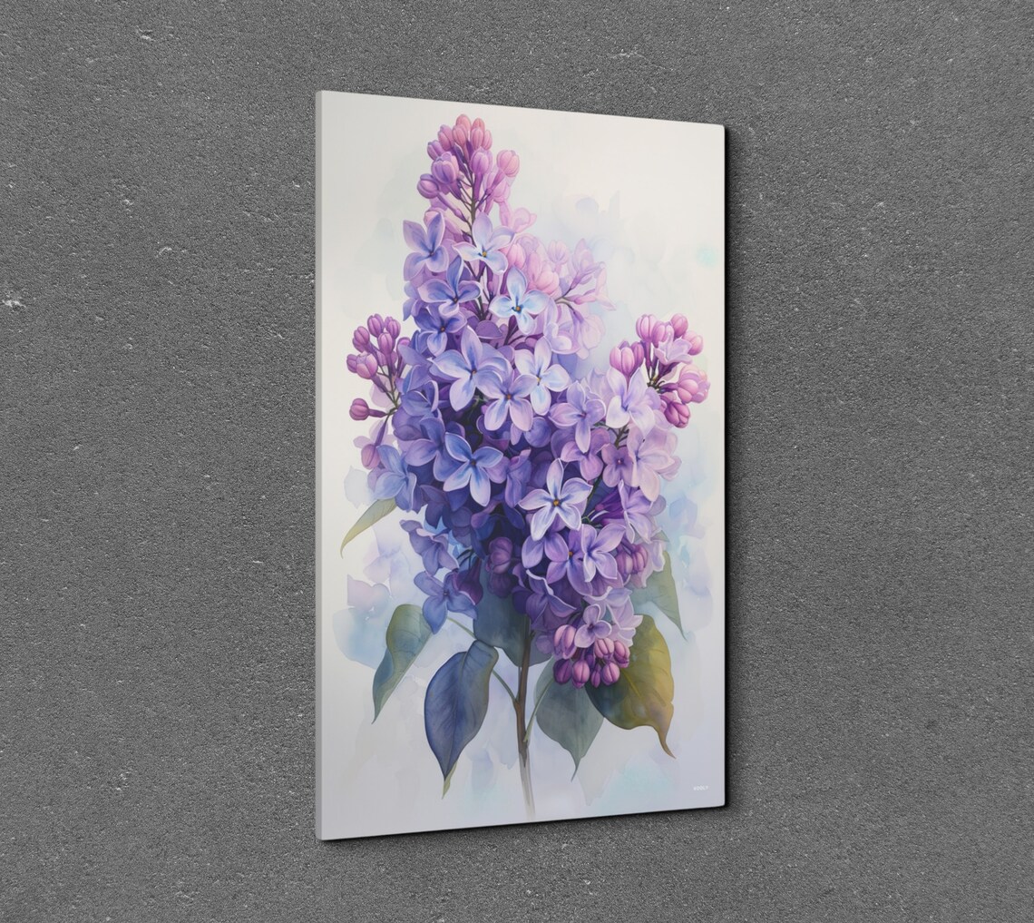 Purple Lilac Cluster Watercolor Bloom Botanical Floral Art Poster - Image 3
