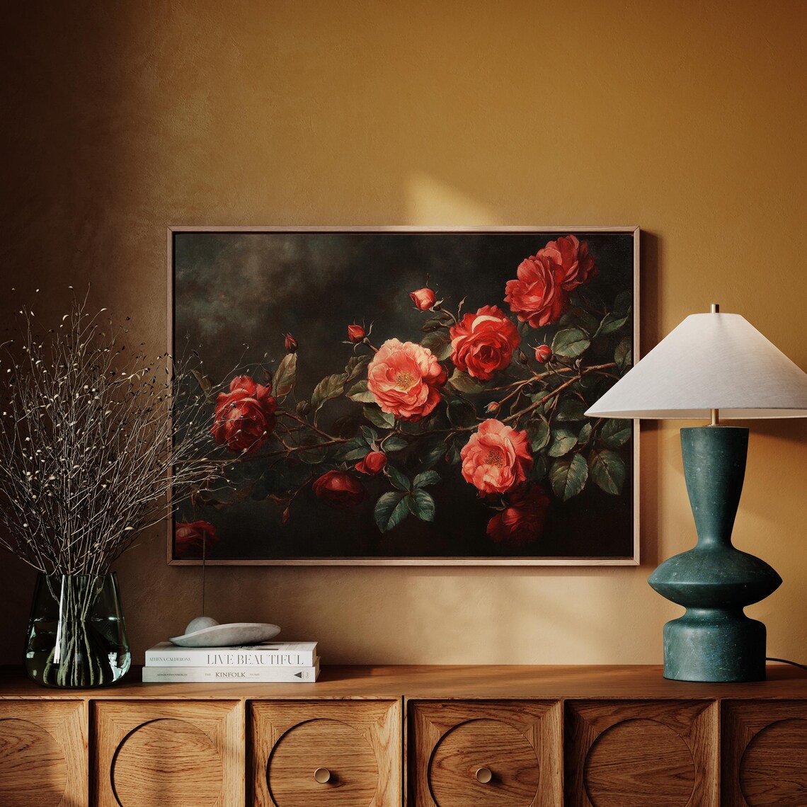 Romantic Red Rose Elegant Floral Wall Art - Image 6