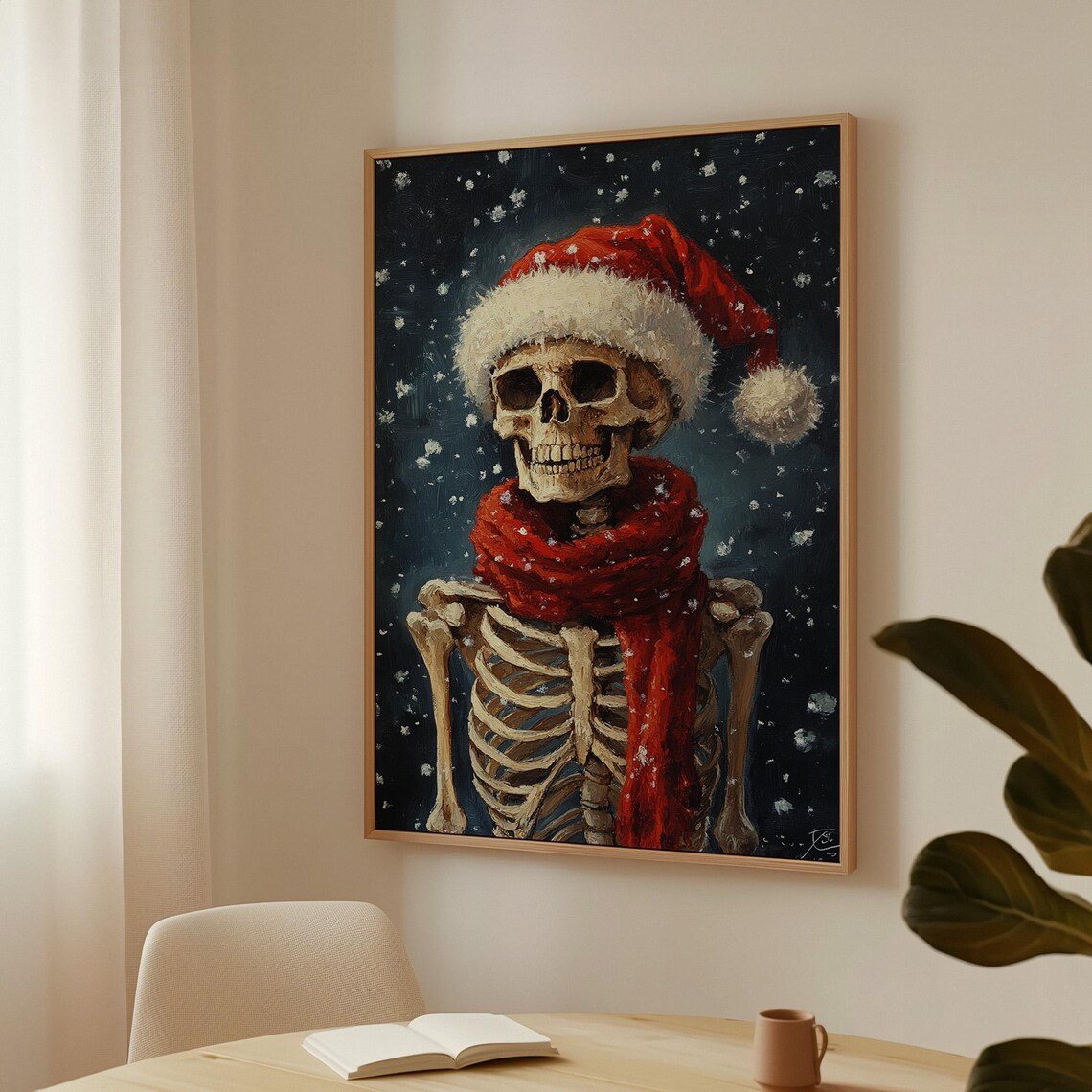 Skeleton Christmas Gothic Holiday Wall Art Print