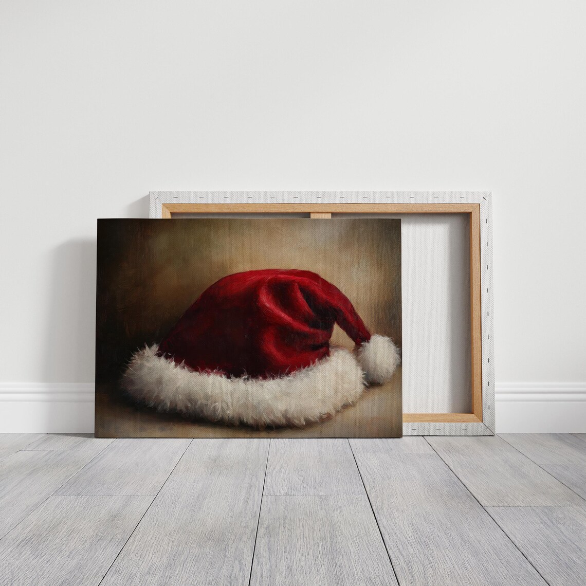 Rustic Santa Hat Christmas Still Life Art Print - Image 7