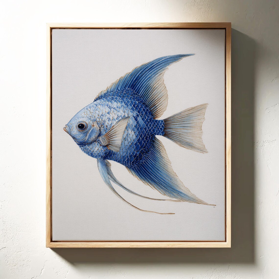 Blue Angelfish Detailed Watercolor Ocean Fish Coastal Art Poster