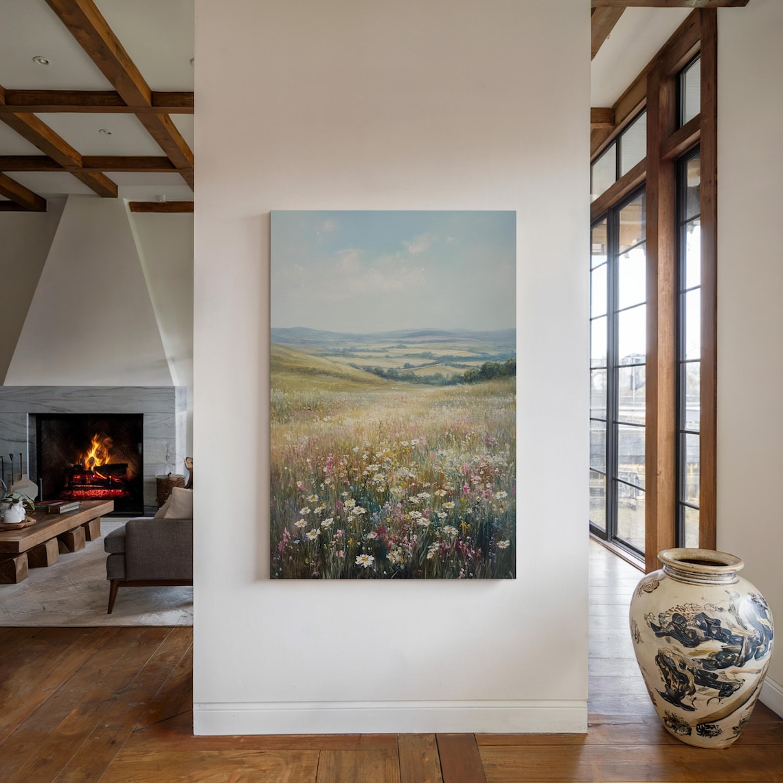 Tranquil Wildflower Meadow Art Print, Pastoral Countryside - Image 6