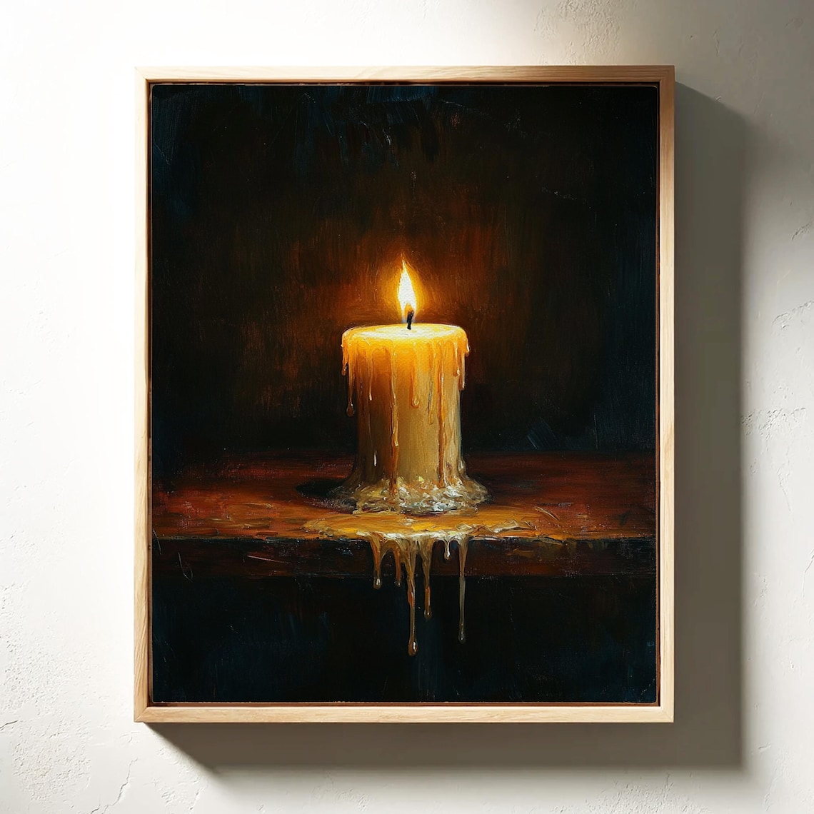 Rustic Dripping Candle Warm Glow Oil Painting Art Print - Image 6