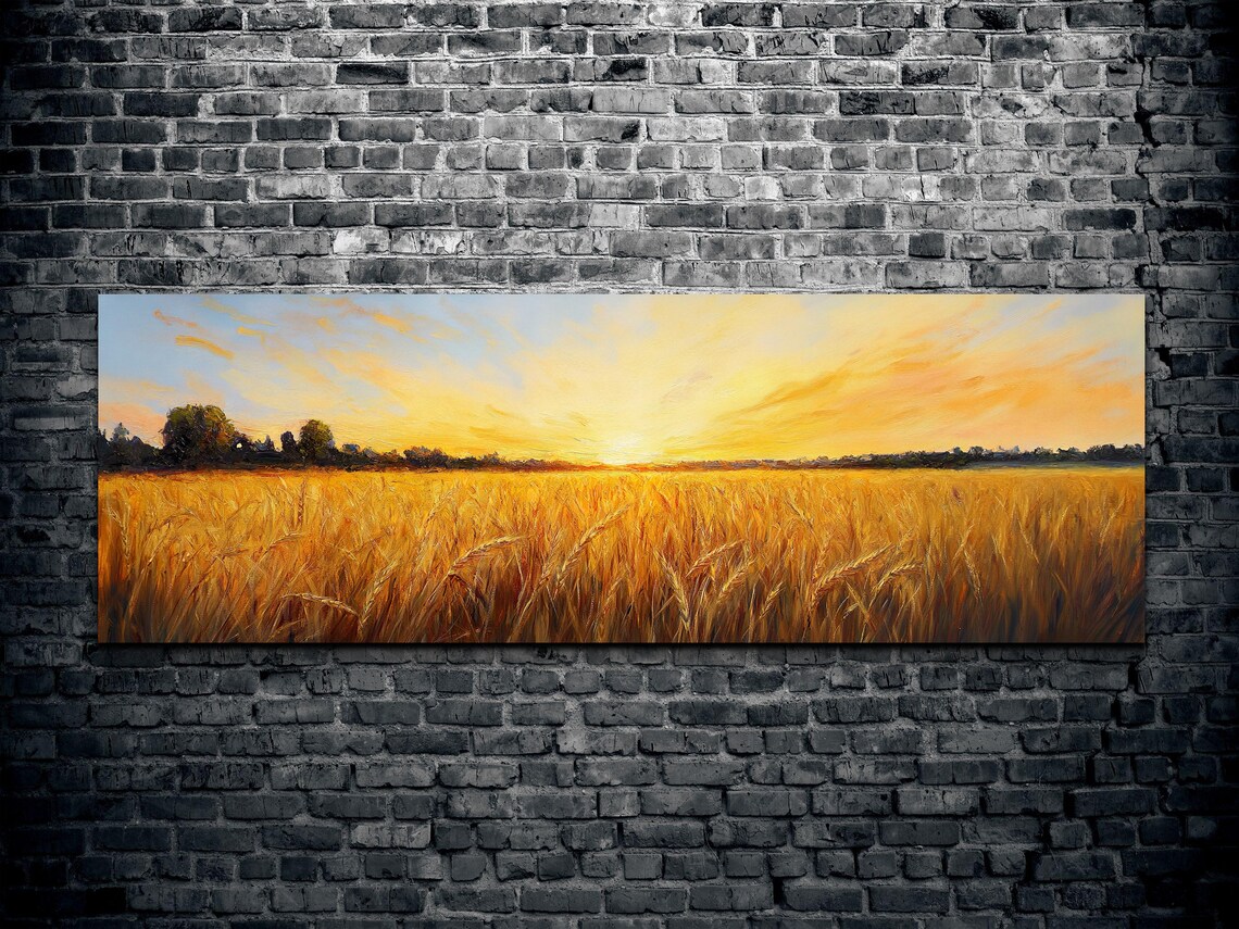 Serene Wheat Landscape, Panoramic Art Print - Image 2