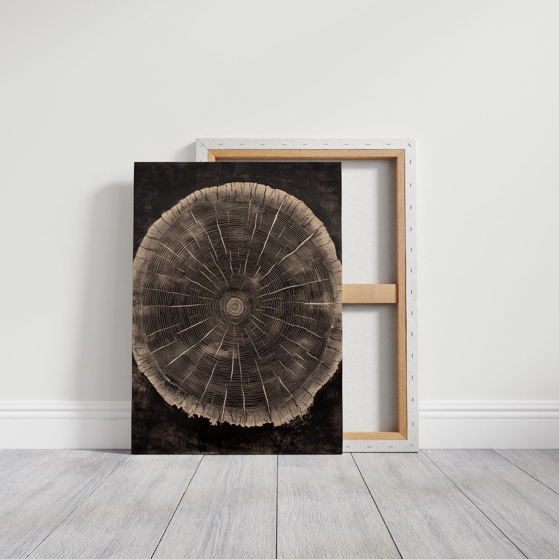 Mesmerizing Woodgrain Ring Art Black And Beige Tree Ring Pattern Organic Texture Wall Print For Modern Nature Inspired Decor - Image 6