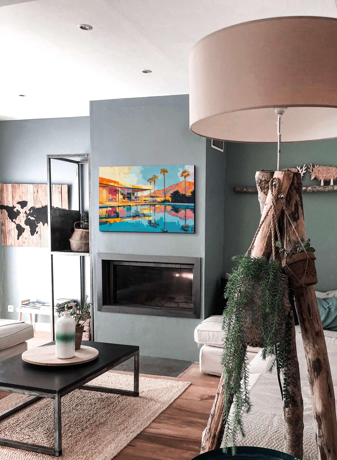 Palm Springs Mid Century House Palm Trees Pool Reflection Art Poster - Image 5