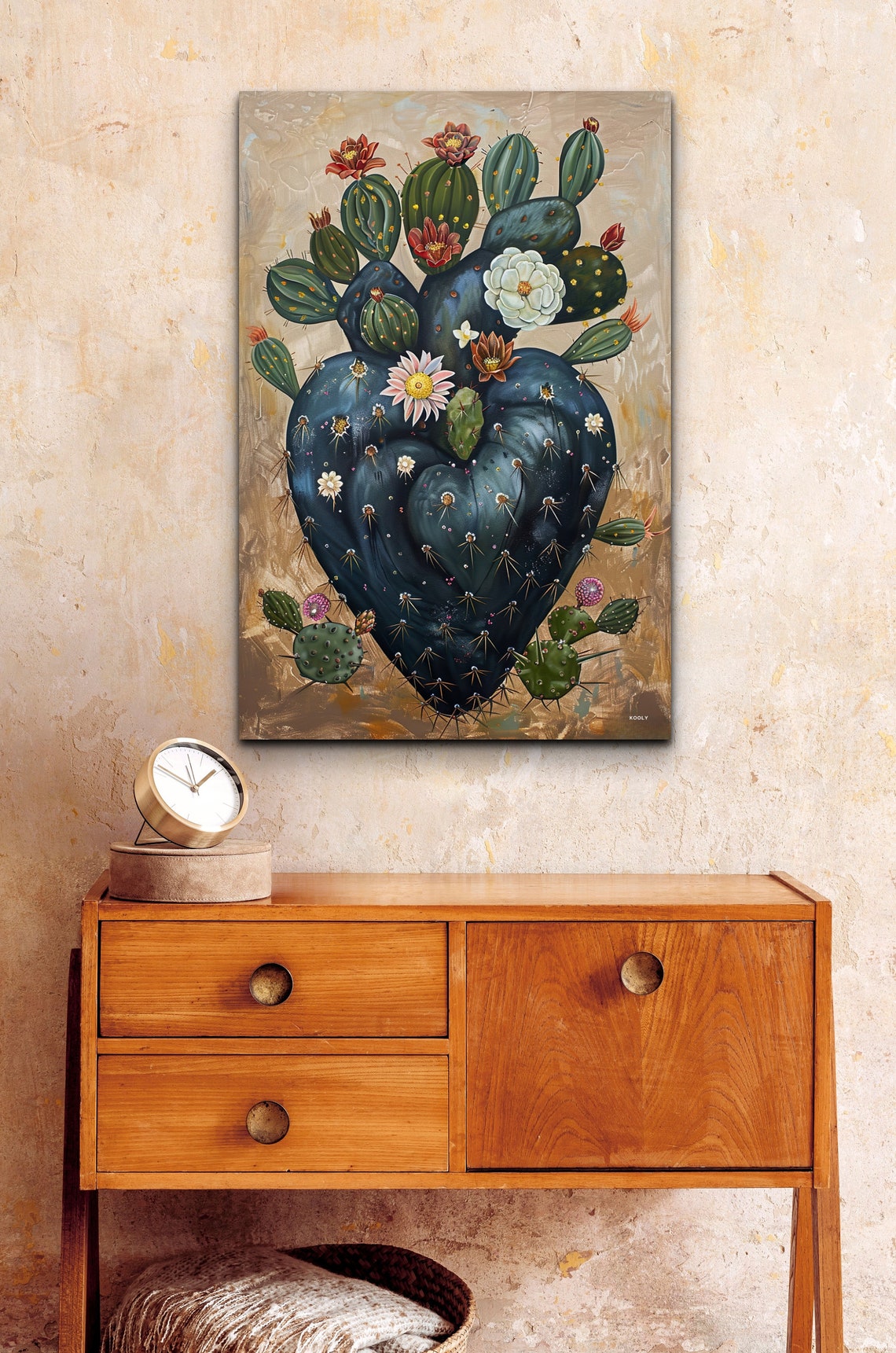 Black Cactus Heart With Desert Flowers Southwestern Art Poster - Image 6
