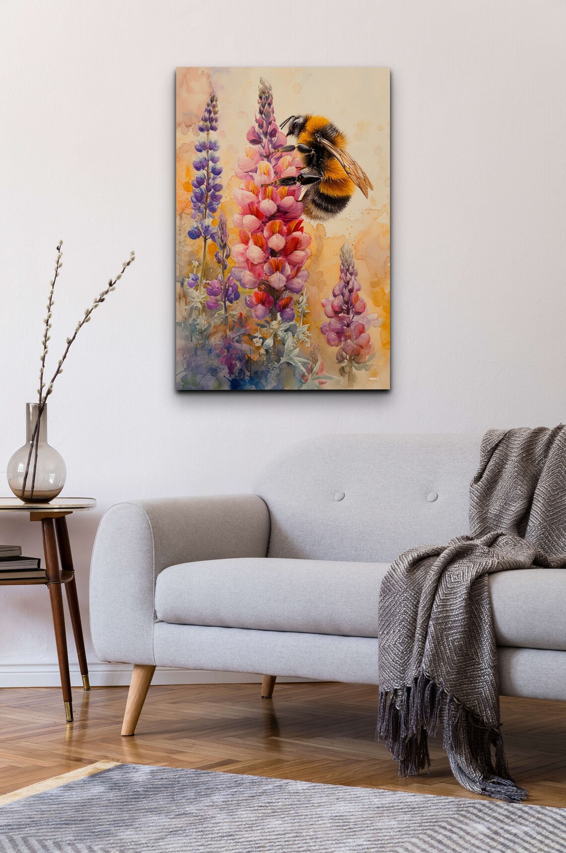 Bumble Bee Lupine Flowers Watercolor Garden Pollinator Poster - Image 5