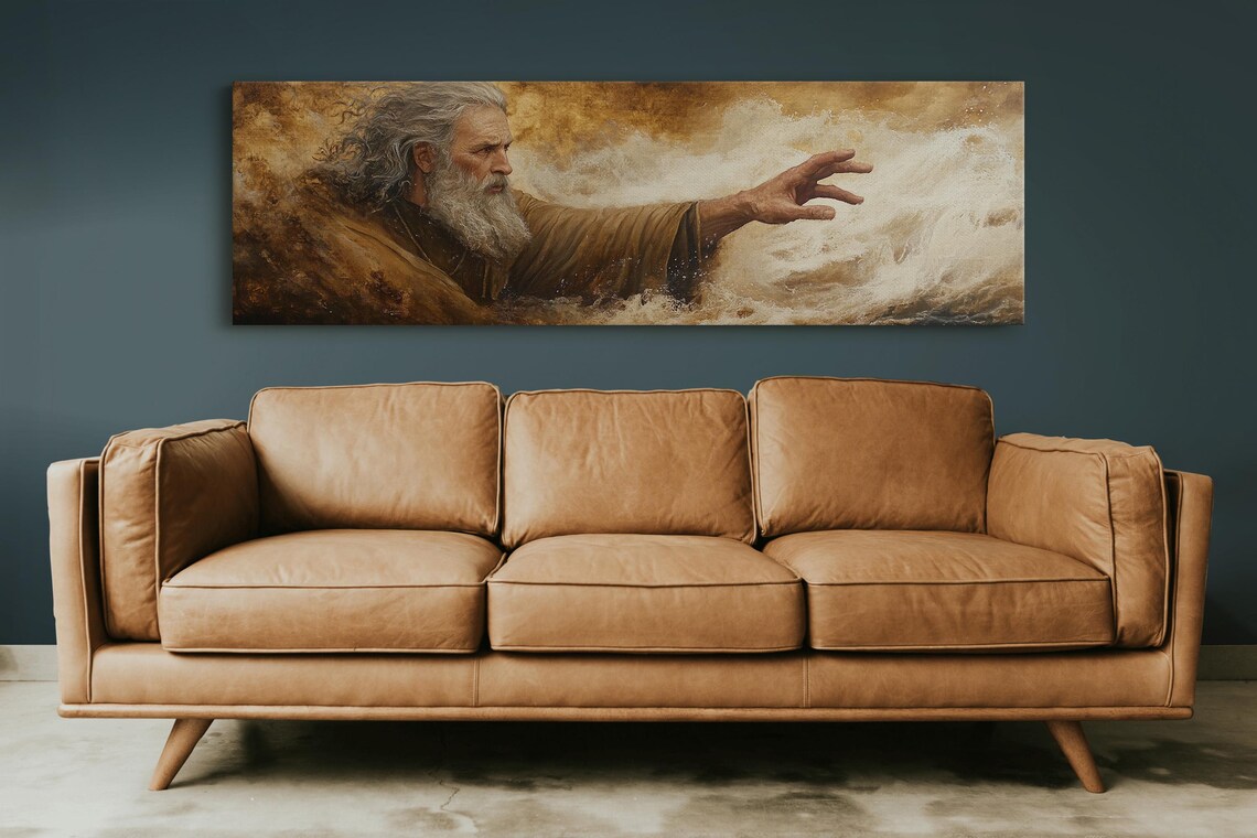 Moses Parting The Sea Biblical Epic Ocean Waves Dramatic Christian Poster - Image 2