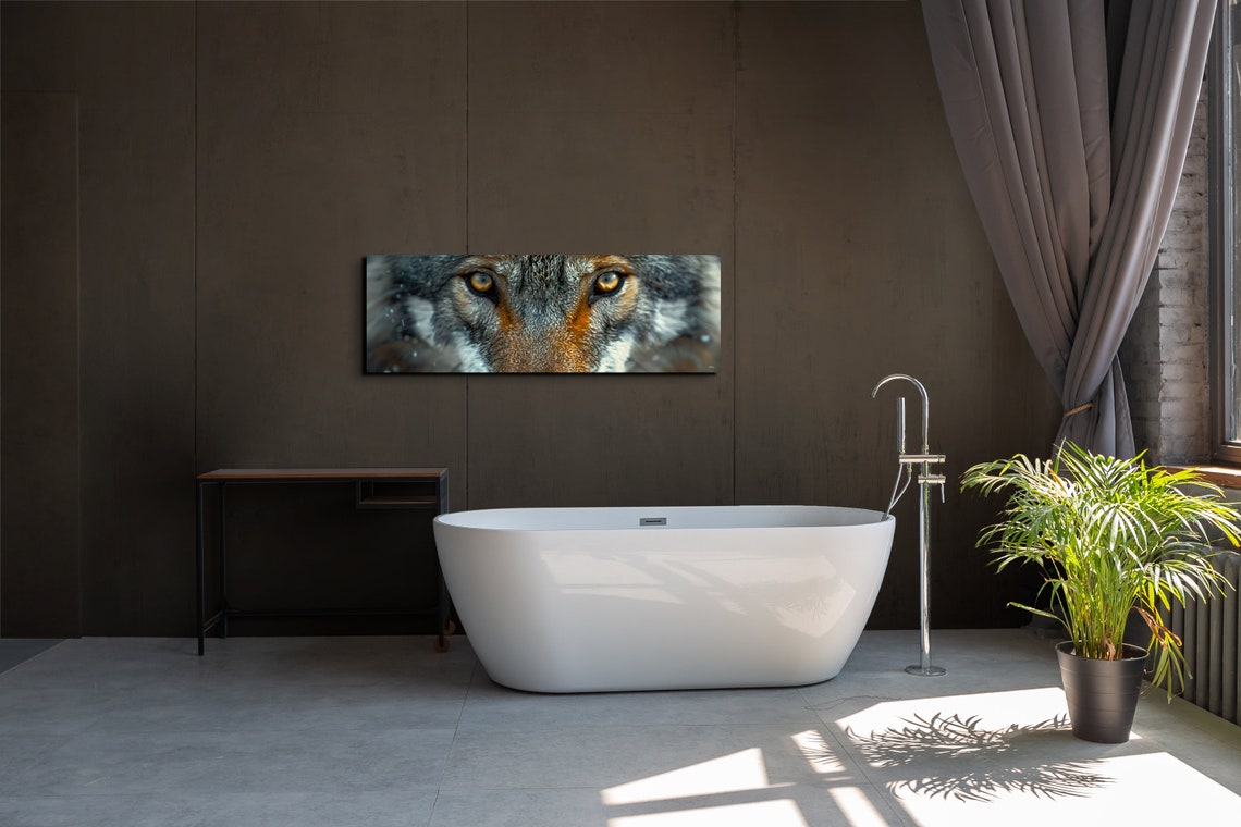 Intense Wolf Eyes Close Up Wildlife Portrait Panoramic Poster - Image 7