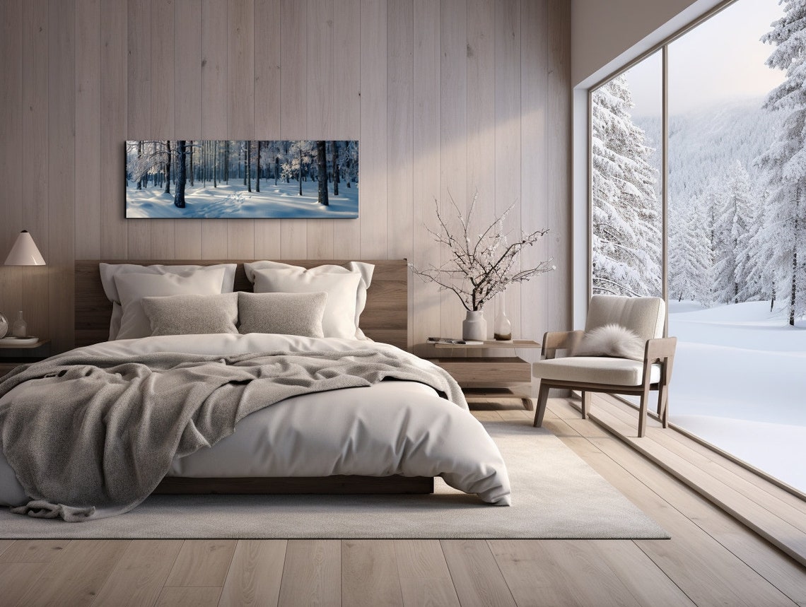 Frosted Winter Forest Cool Blue Snow Panoramic Nature Poster - Image 7