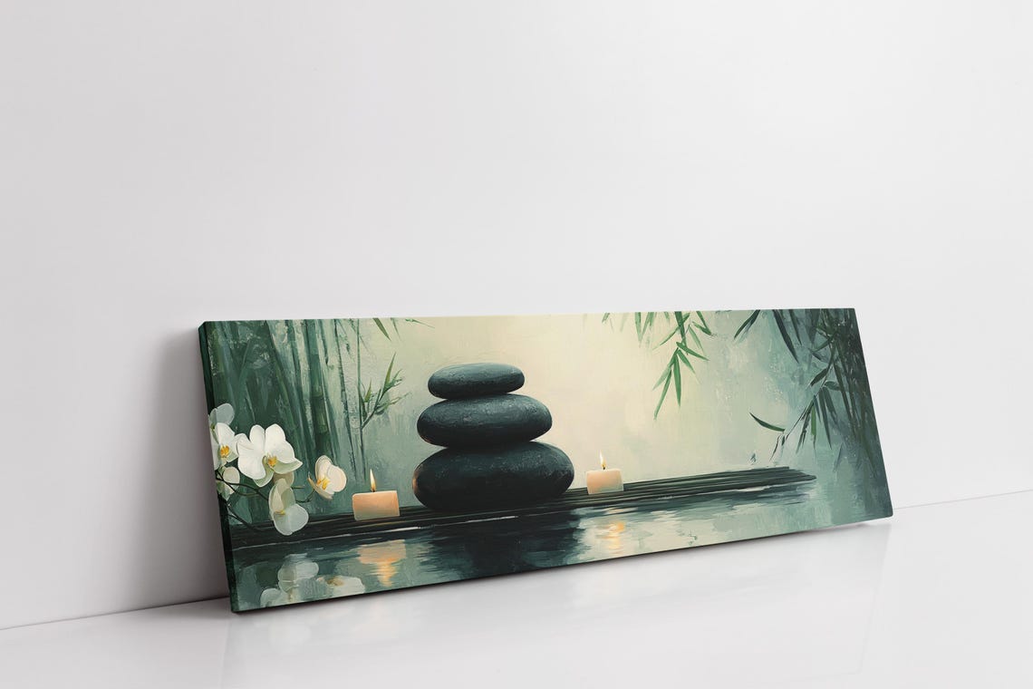 Zen Spa Balancing Stones Orchid Bamboo Candlelight Serene Art Poster - Image 7