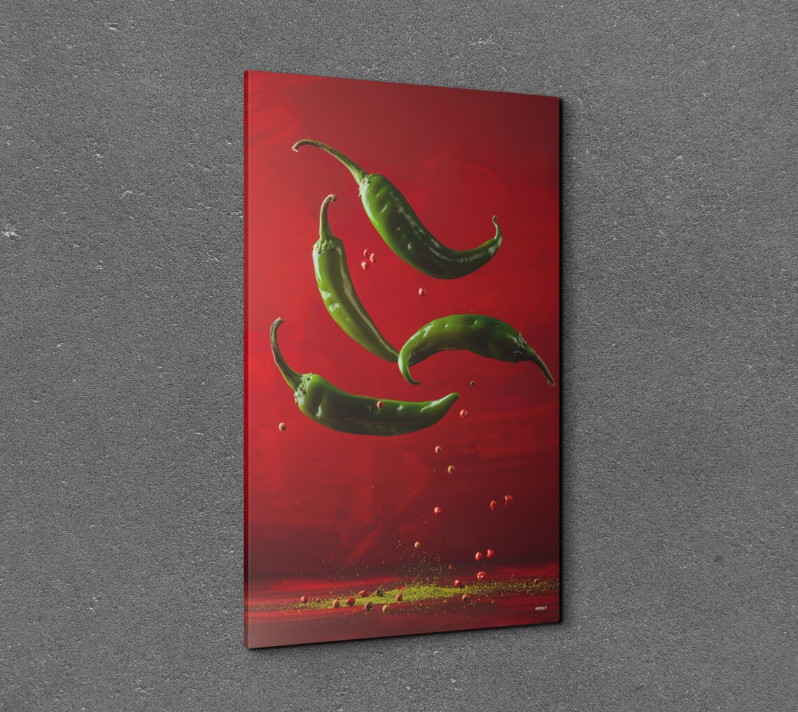 Red And Green Chili Peppers Kitchen Food Art