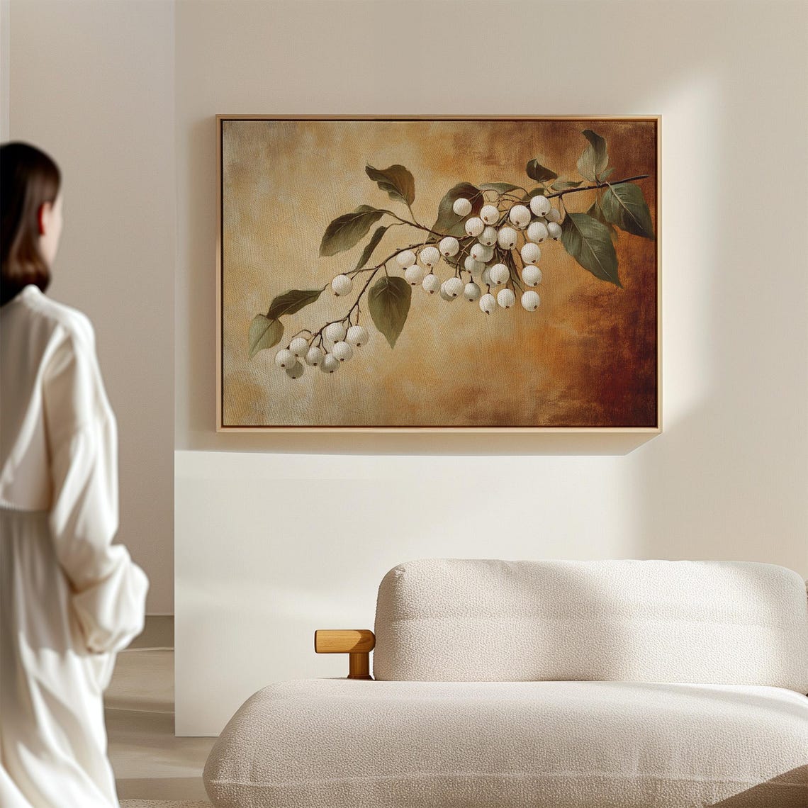 White Winter Berry Branch Botanical Vintage Rustic Art Print - Image 5