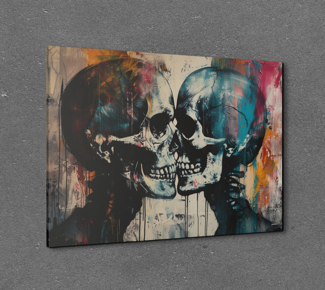 Kissing Skulls Couple Colorful Graffiti Street Art Love Poster - Image 7