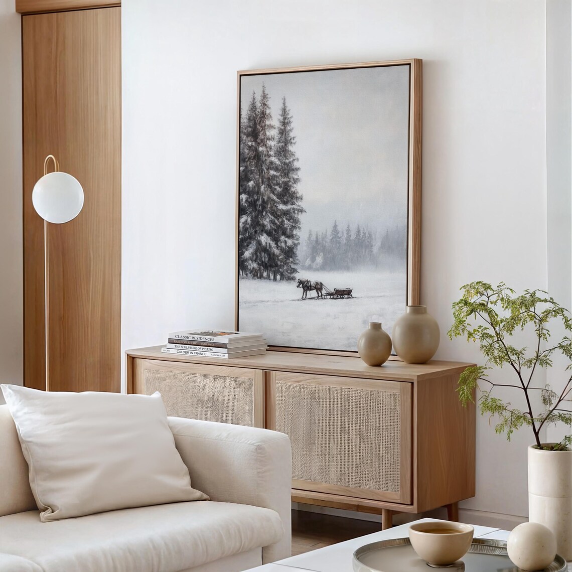 Winter Sleigh Scene, Rustic Christmas Decor - Image 5
