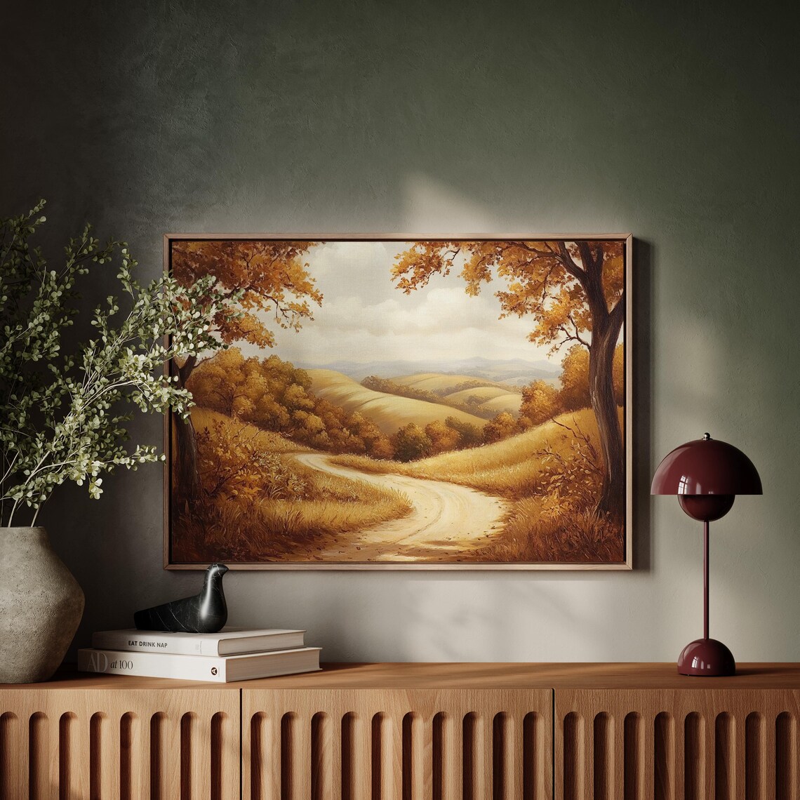 Autumn Country Road Golden Hills Fall Landscape Scenic Poster - Image 6